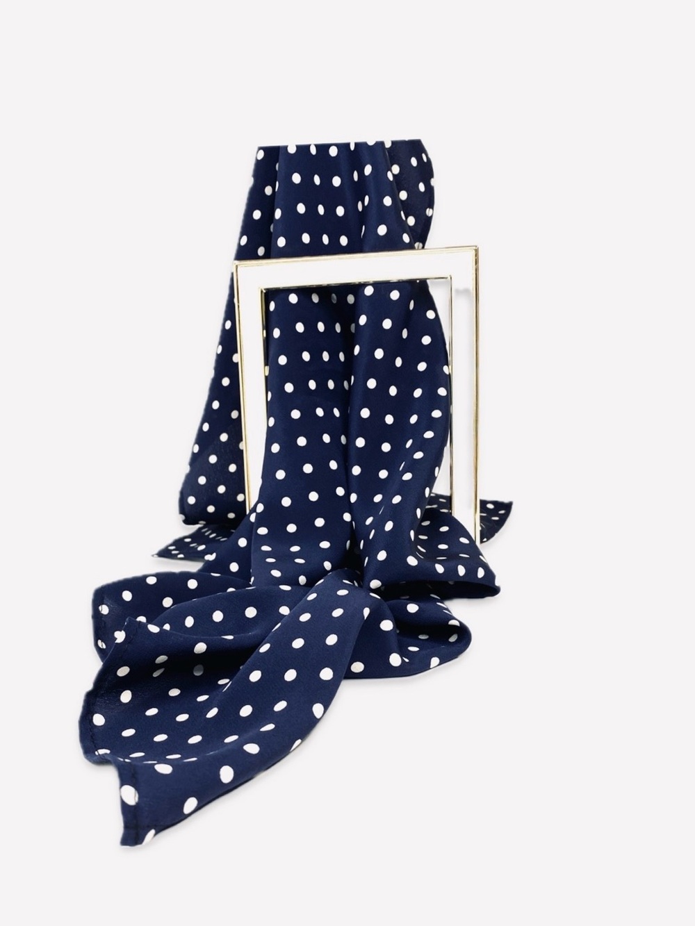 NWT SILKLETTE Classic Navy/White Polkadot 100% Fine Silk Kerchief